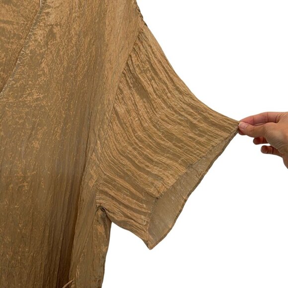 NWT Vince Sun Khaki Textured Short Sleeve Midi Dress Size Medium - Picture 9 of 13